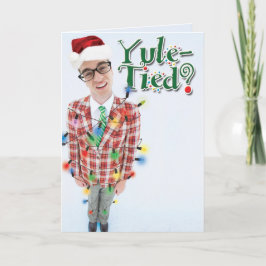 De Festividades Cartão engraçado Yule-Amarrado do Natal