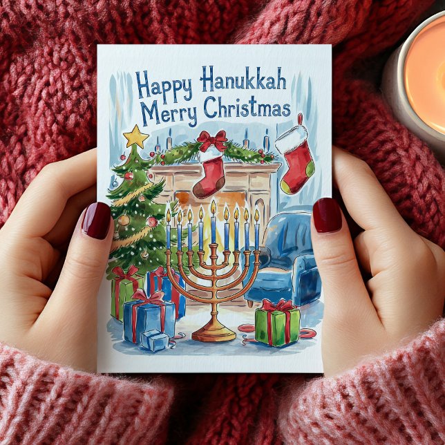De Festividades Cartão Feliz Hanukkah Natal Alegre (Happy Hanukkah Merry Christmas Card)