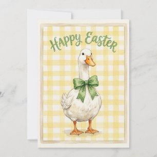 De Festividades Cartão Feliz Páscoa Com Pato Branco