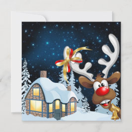 De Festividades Cartão Feriado Engraçado Rudolph Red Nose Reindeer