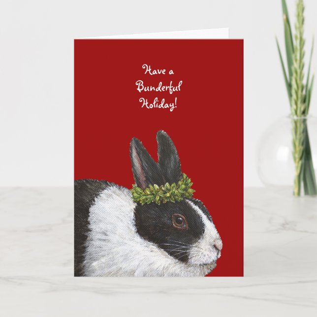 De Festividades Cartão Funny Bunny Holiday (Frente)