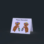 De Festividades Cartão Hannukah Driedel Koala<br><div class="desc">Ilustração gráfica de koalas brincando com driedels para Hannukah. Trabalho de arte por Magins Creations.</div>