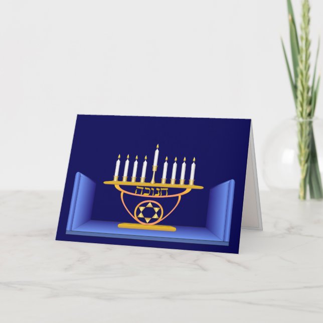 De Festividades Cartão Hanukkah Menorah (Frente)