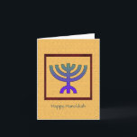 De Festividades Cartão Hanukkah Menorah Feliz<br><div class="desc">Um dentro de Menorah colorido chico,  um quadro vermelho sobre um fundo de amarelo escuro. Perfeito para enviar para sua família e amigos.</div>