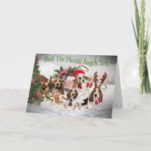 De Festividades Cartão Herald Angels do Latido Hound Xmas Basset