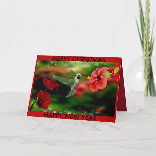 De Festividades Cartão Hummingbird Chritmas (Frente)