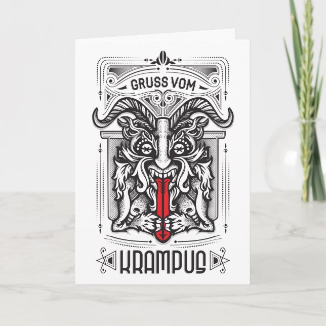 De Festividades Cartão Krampus com Poema Engraçado (Frente)