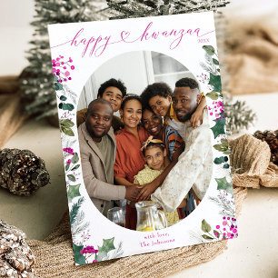 De Festividades Cartão Kwanzaa Feliz para a Família Rosa e Brilhan