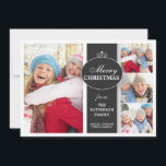 De Festividades Cartão liso elegante da foto preta & branca da<br><div class="desc">Apresente o ano de sua família bonita neste design bonito que espaço de características para 3 fotos pequenas e 1 grande foto. Um cumprimento muito elegante e à moda que seja personalizado facilmente para serir suas necessidades. Olharia especialmente relevante usando todas as fotos preto e branco demasiado. A sala na...</div>