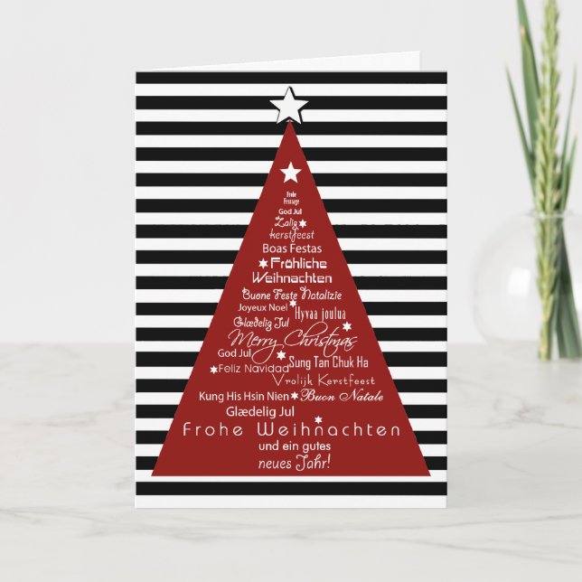 De Festividades Cartão multilíngue elegante do Feliz Natal (Frente)