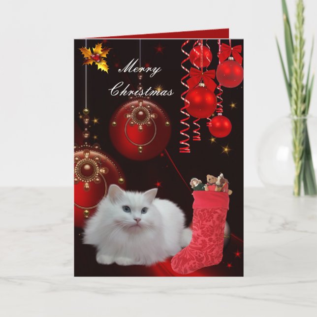 De Festividades Cartão Natal Xmas Gato (Frente)
