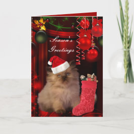 De Festividades Cartão Natal Xmas Gato Chapéu