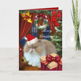 De Festividades Cartão Natal Xmas Gato Chapéu