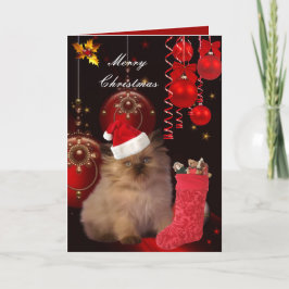 De Festividades Cartão Natal Xmas Gato Chapéu