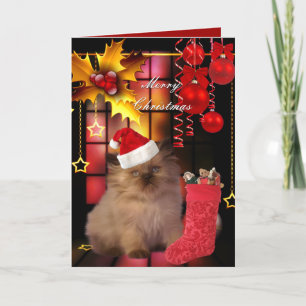 De Festividades Cartão Natal Xmas Gato Chapéu