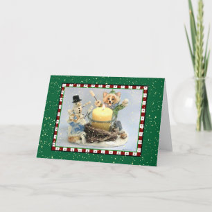 De Festividades Cartão nevado da fogueira do Corgi