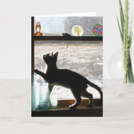 De Festividades Cartão nevado do gatinho do dia