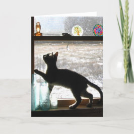 De Festividades Cartão nevado do gatinho do dia