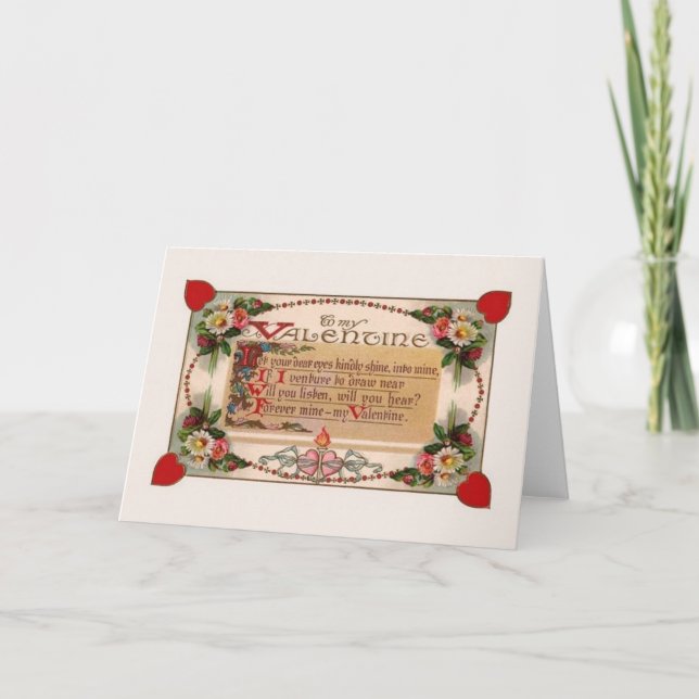 De Festividades Cartão ornamentado do poema dos namorados do (Frente)