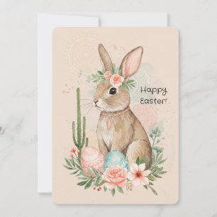 De Festividades Cartão para impressão Boho Easter Bunny - Whimsica