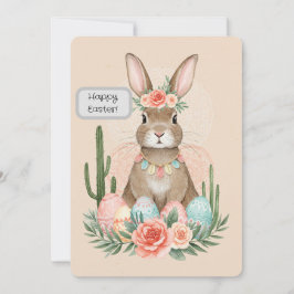 De Festividades Cartão para impressão Boho Easter Bunny - Whimsica