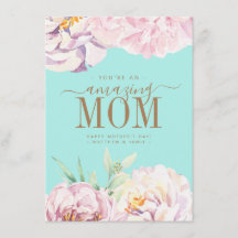 Cartão Personalizado do Dia das Mães com Florais