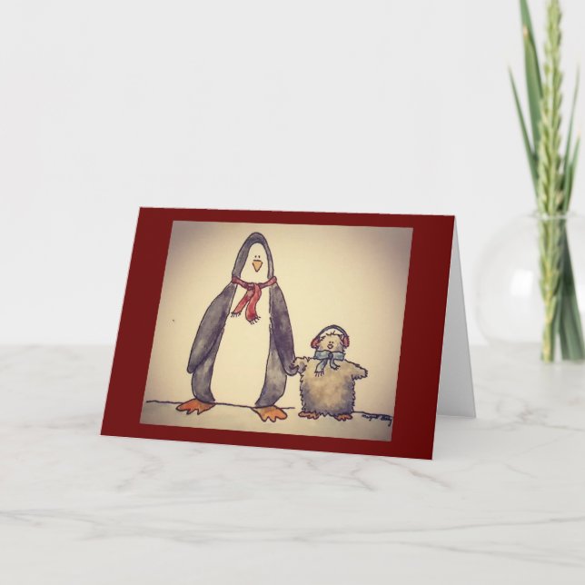 De Festividades Cartão Pinguim (Frente)