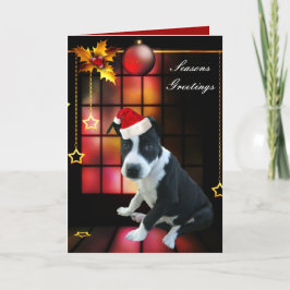 De Festividades Cartão Pitbull Cachorrinho Natal