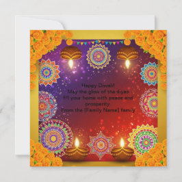 De Festividades Cartão Plano Elegante da Diwali Indiana com Rangol