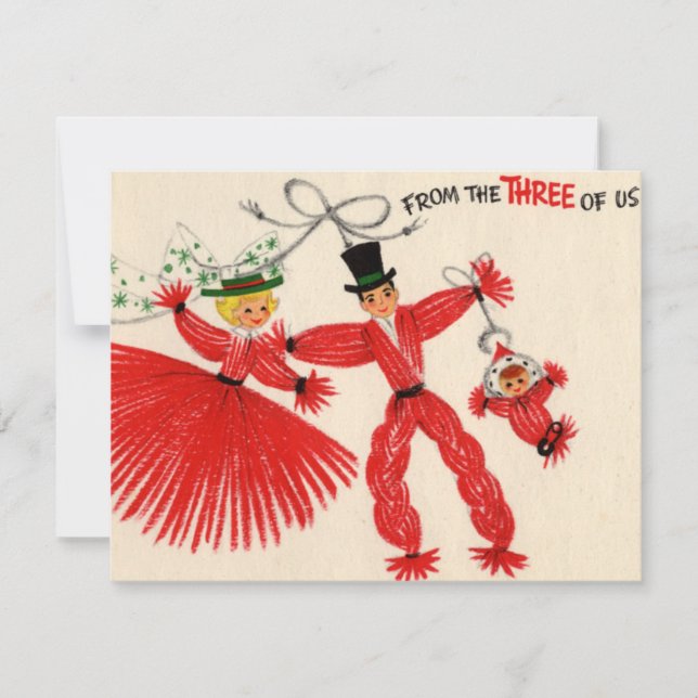 De Festividades Cartão plano Vintage Yarn Dolls (Frente)