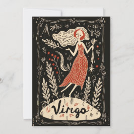 De Festividades Cartão plano - Virgo Celestial Zodiac Art