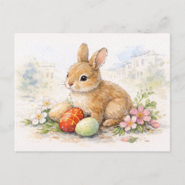 De Festividades Cartão postal aquarela do adorável coelho da Pásco