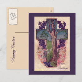 De Festividades Cartão Postal Cristão Cruz e Árvore