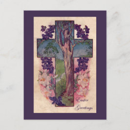 De Festividades Cartão Postal Cristão Cruz e Árvore