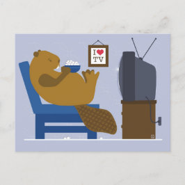 De Festividades Cartão postal do castor assistindo TV