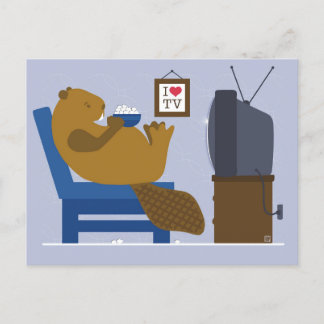 De Festividades Cartão postal do castor assistindo TV