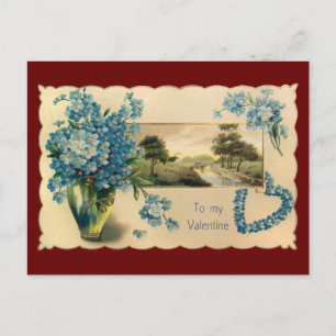 De Festividades Cartão postal do Dia dos Namorados com flor azul v