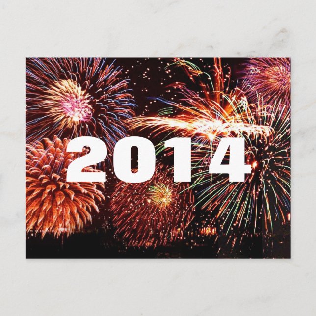 De Festividades Cartão postal do Fireworks do Feliz ano novo 2014 (Frente)