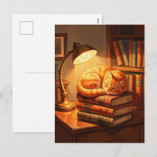 De Festividades Cartão postal do gato da biblioteca aconchegante -