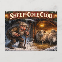 Cartão postal do Icelandic Yule Lad Sheep Cote Clo