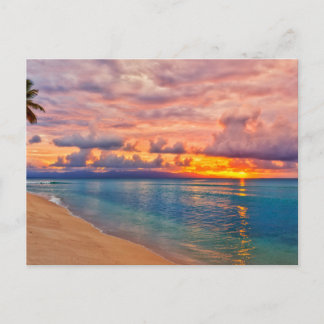 De Festividades Cartão postal do pôr do sol na praia da ilha vinta