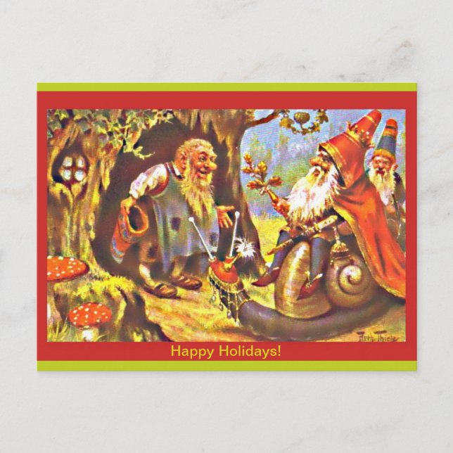 De Festividades Cartão postal dos Gnomos natais vintages (cópia) d (Frente)