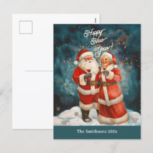 De Festividades Cartão postal Feliz ano novo da Sra. Claus papais 