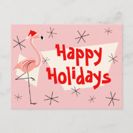 De Festividades Cartão postal Flamingo Santas Pink Happy Holidays