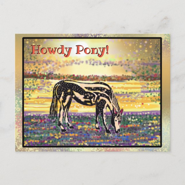 De Festividades Cartão postal "Howdy" do Pet Star Sunset Pony (Frente)