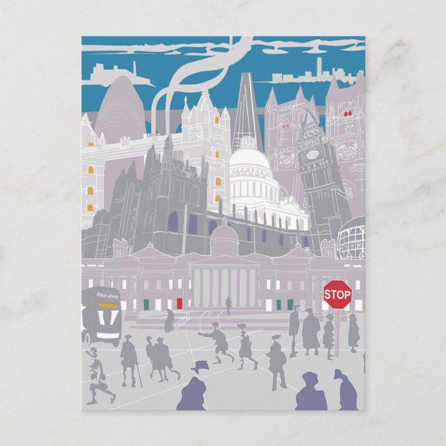 De Festividades Cartão postal Londres Skyline Illustration Trabalh (Frente)