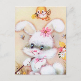 De Festividades cartão postal retrô vintage do coelho da Páscoa