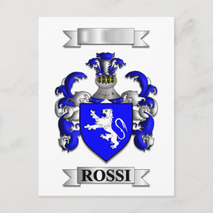 De Festividades Cartão Postal Rossi Família Sobrenome e Escudo