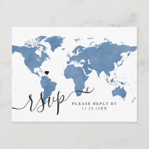 De Festividades Cartão postal RSVP Azul do Mapa do Mundo viagem