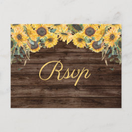De Festividades Cartão postal Rustic Sunflower Country Weding RSVP